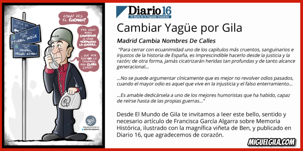 Artículo en Diario 16 sobre el cambio de Yagüe por Gila