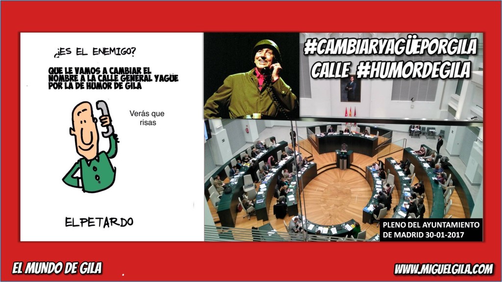 Pleno del Ayuntamiento de Madrid - Cambiar General YAgüe por Humor de Gila